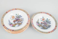 Rörstrand, Sweden. Seven deep plates in faience. 'Japan' series. Early 20th C.