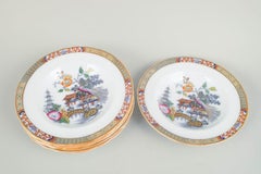 Rörstrand, Sweden. Six deep plates in faience in Japanese style. Early 20th C.