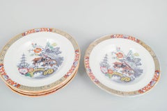 Rörstrand, Sweden. Six deep plates in faience. 'Japan' series. Early 20th C.