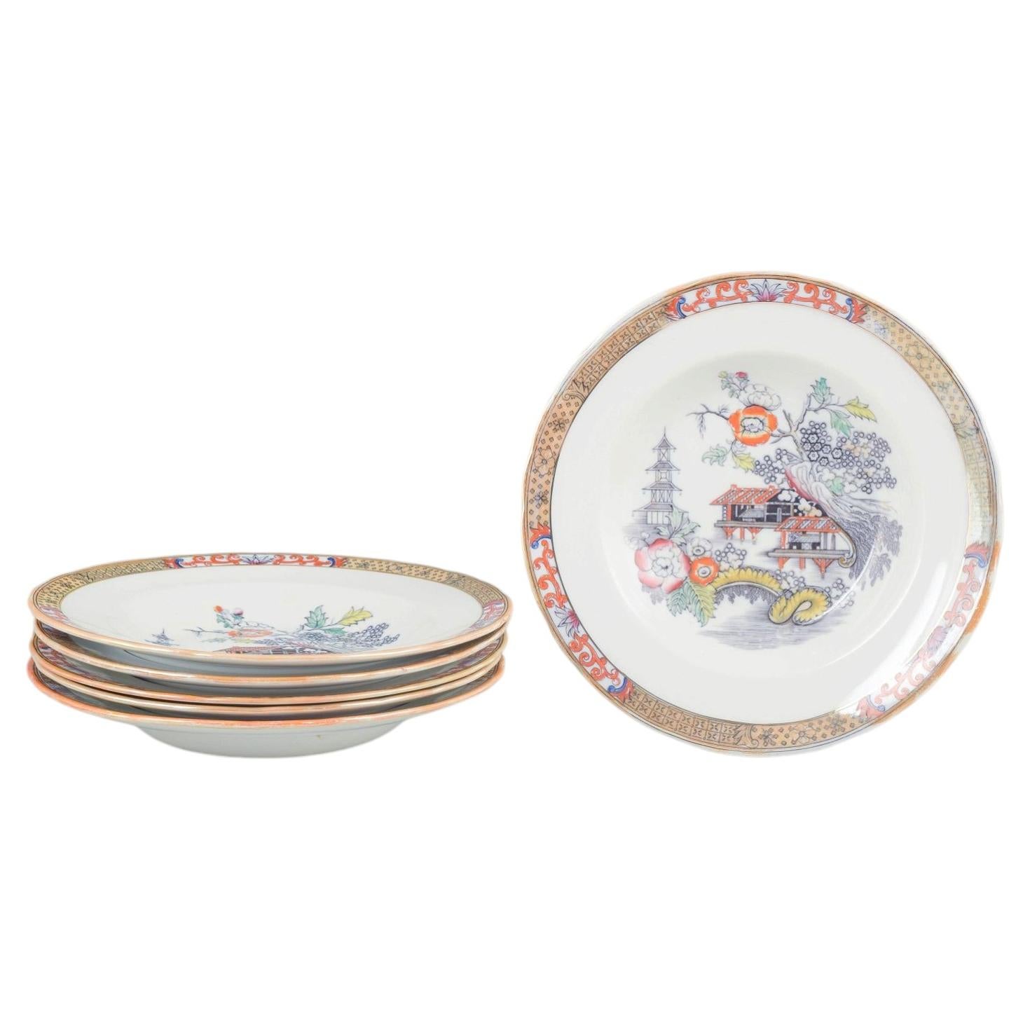 Rörstrand, Sweden. Six deep plates in faience. 'Japan' series. Early 20th C. For Sale