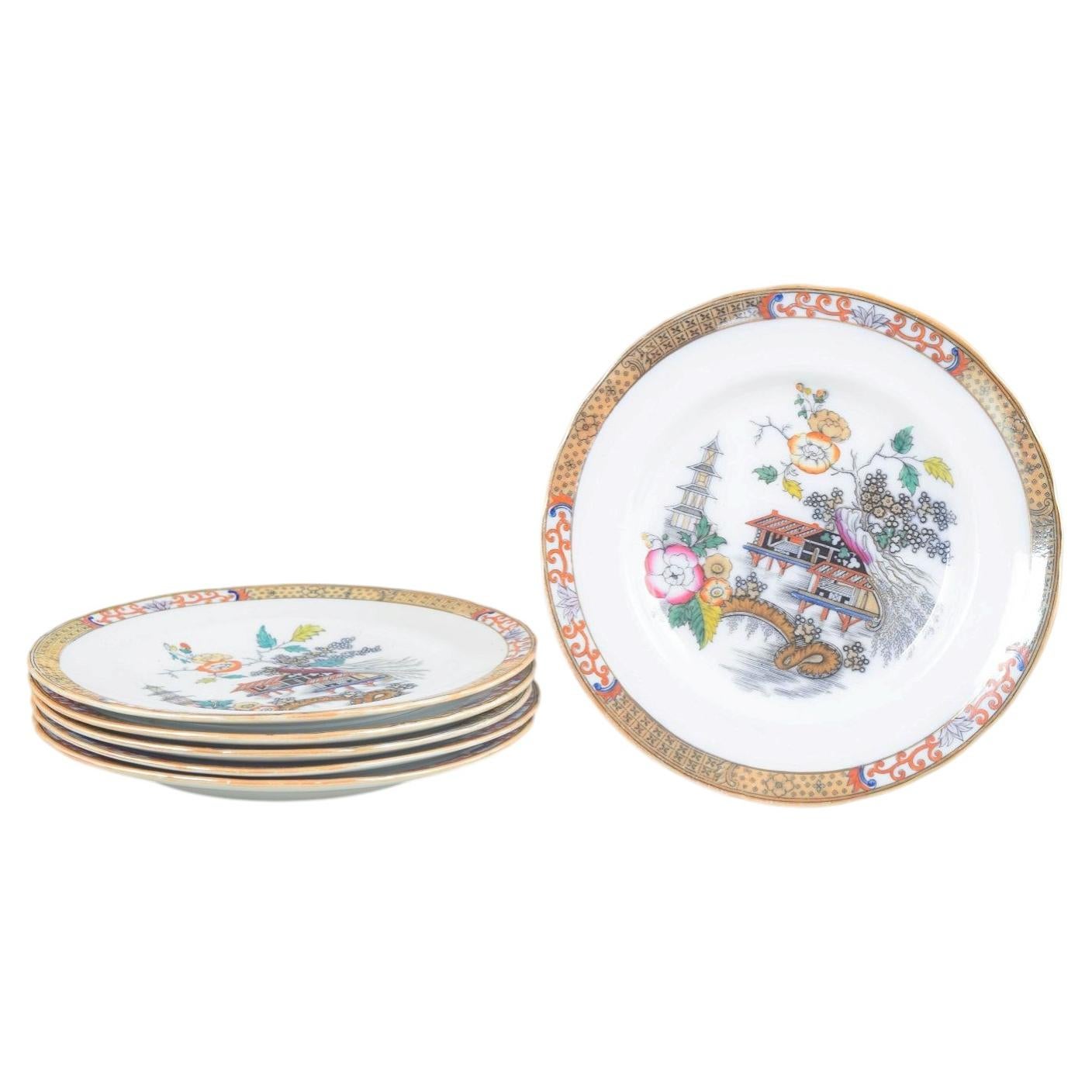 Rörstrand, Sweden. Six dinner plates in faience. 'Japan' series. Early 20th C.