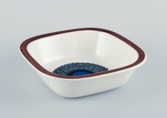 Rörstrand, Sweden, three plates and one bowl in hand-painted "Amanda" design.