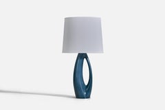Rörstrand, Tischlampe, Blaues Steingut, Schweden, 1950er Jahre