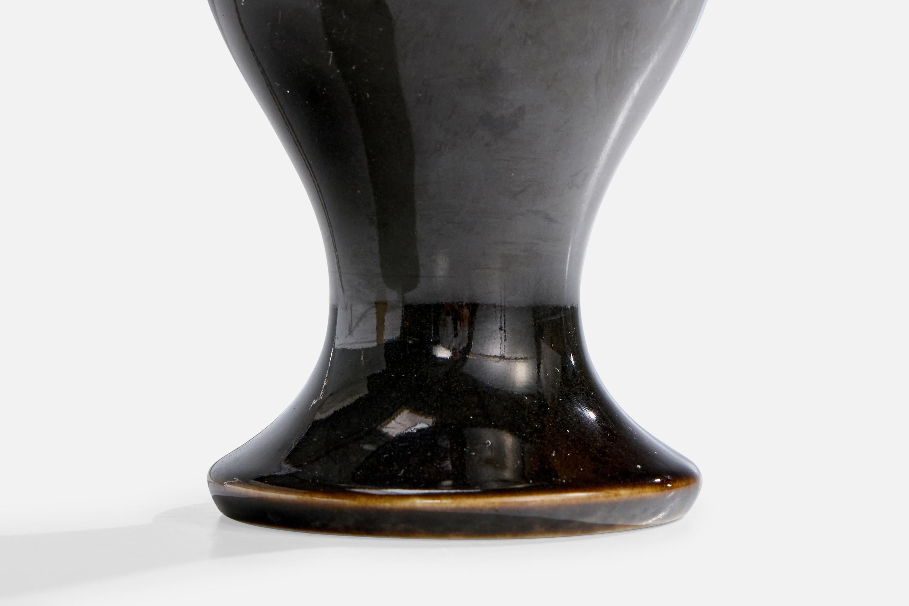 Rörstrand, Table Lamp, Stoneware, Fabric, Sweden, 1940s For Sale 2