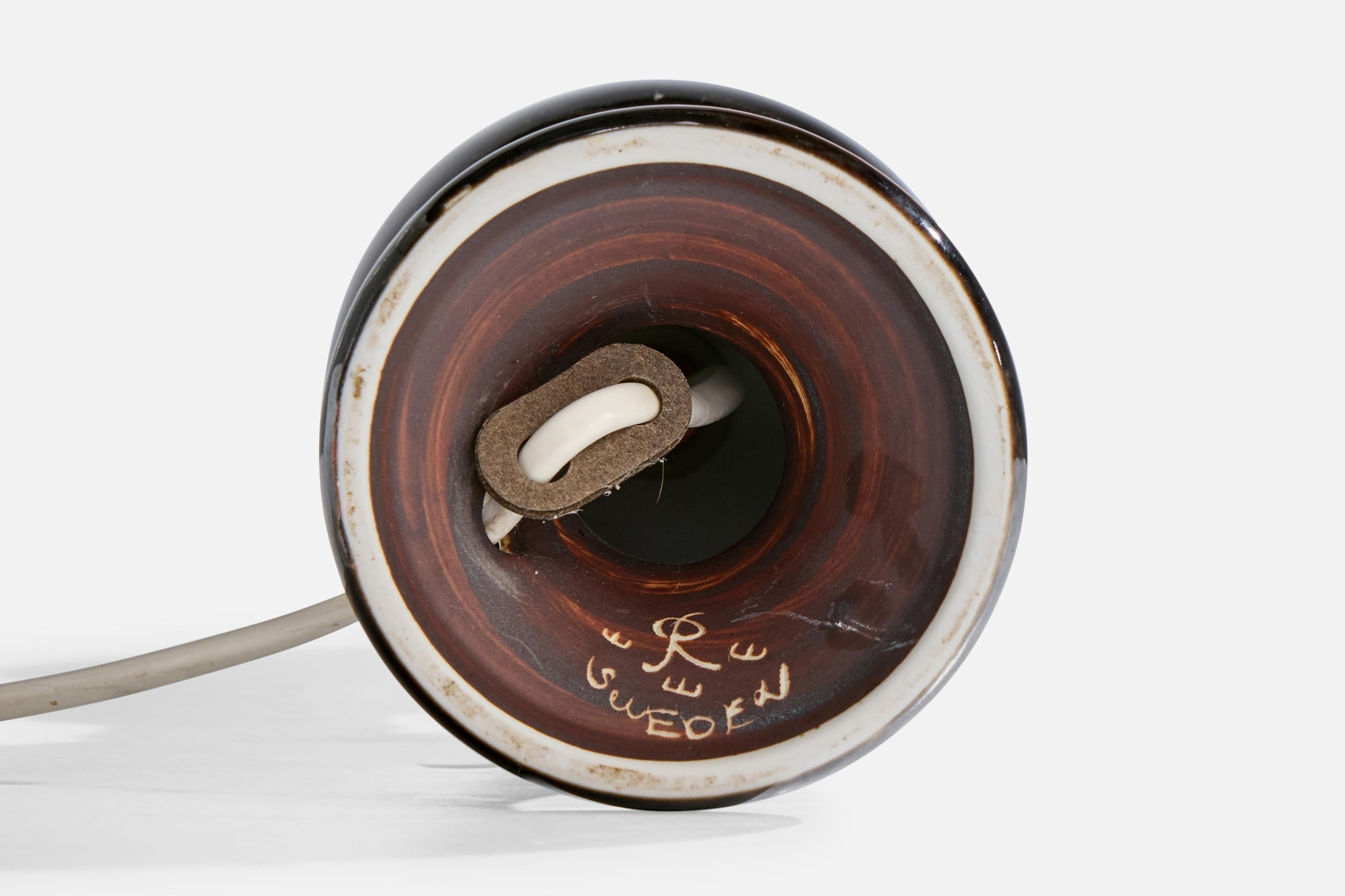 Rörstrand, Table Lamp, Stoneware, Fabric, Sweden, 1940s For Sale 3