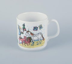 Rörstrand, three Pippi Longstocking mugs in porcelain. Late 20th C.