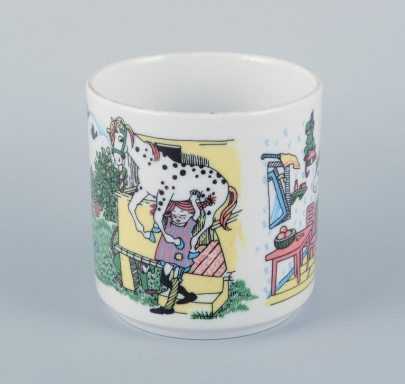 Rörstrand, tres tazas de Pippi Calzaslargas de porcelana. Finales del siglo XX en Excelente Estado en Copenhagen, DK