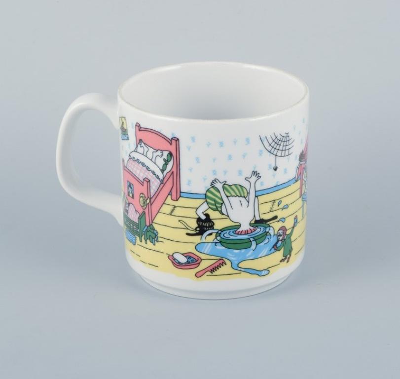 Porcelain Rörstrand, three Pippi Longstocking mugs in porcelain. Late 20th C. For Sale