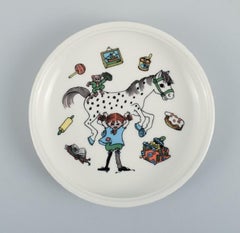 Rörstrand, Three Porcelain Plates with Pippi Longstocking Motif, Late 1900s