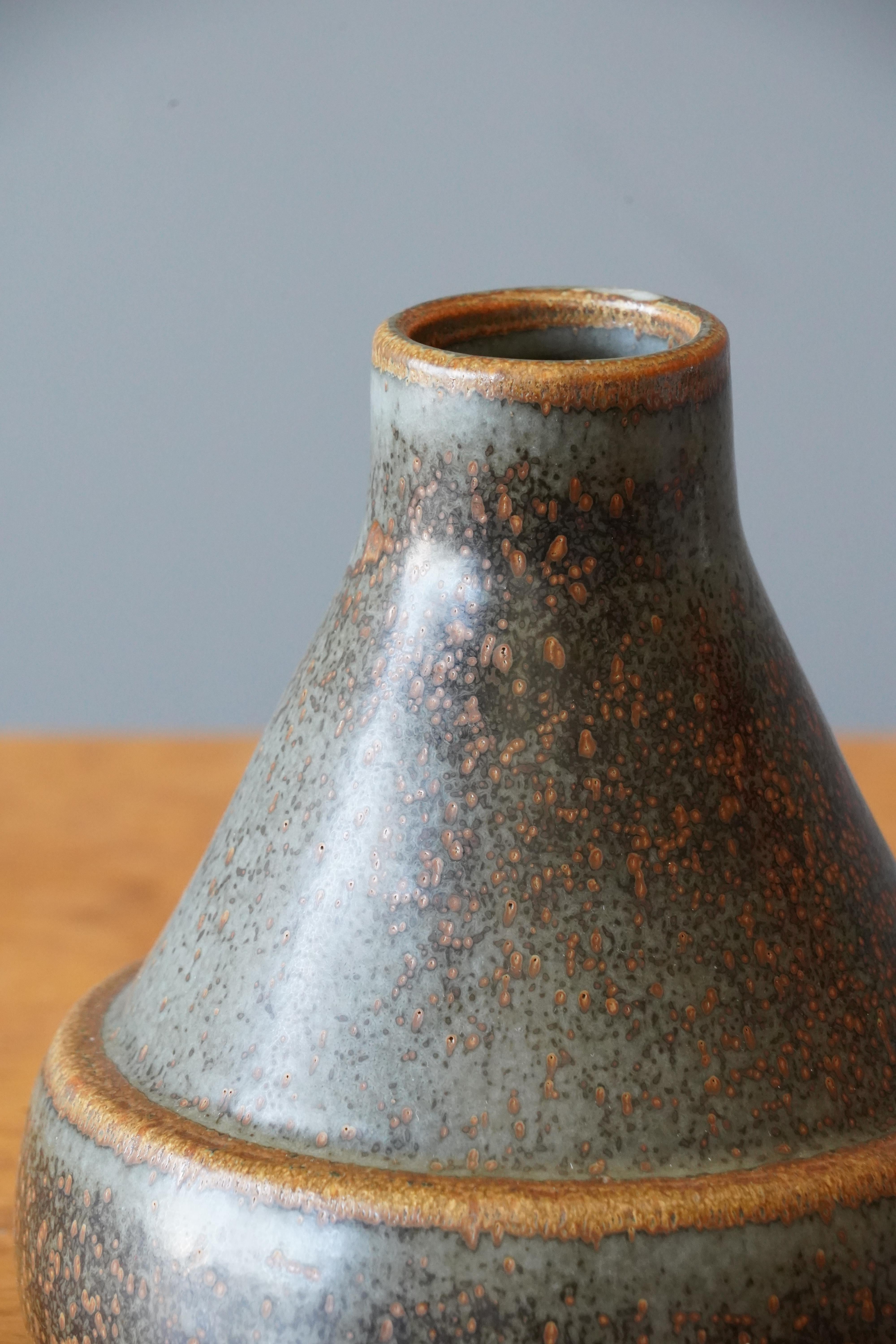 Mid-Century Modern Rörstrand, Unique Vase, Glazed Stoneware, Sweden, 1966 For Sale