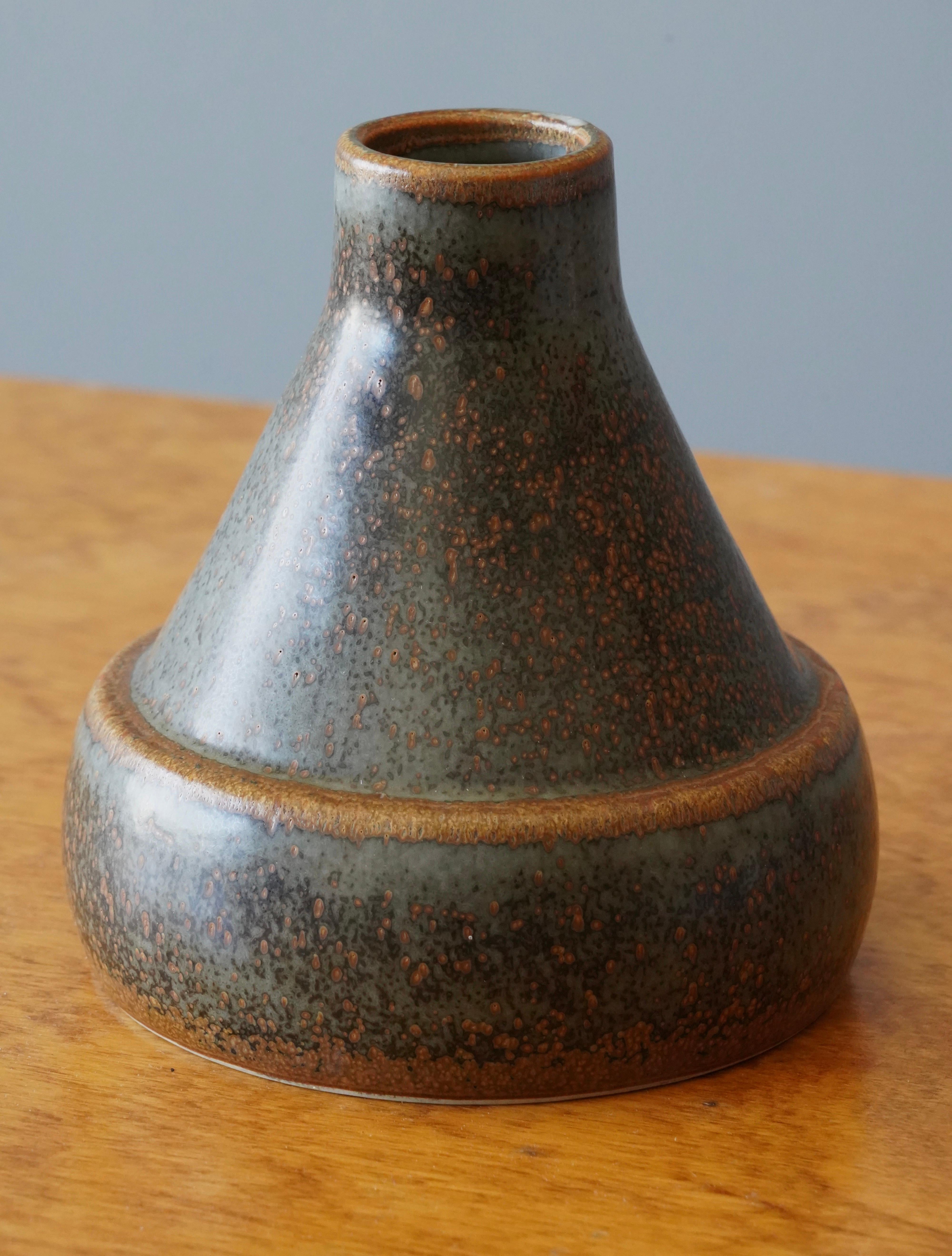 Swedish Rörstrand, Unique Vase, Glazed Stoneware, Sweden, 1966 For Sale