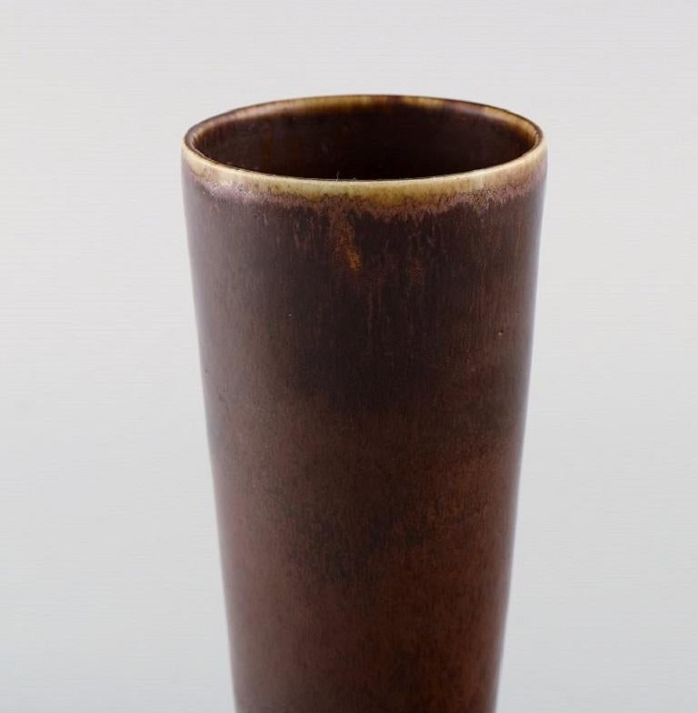 Swedish Rörstrand Vase in Glazed Ceramics, Beautiful Glaze in Brown Shades, 1960s For Sale