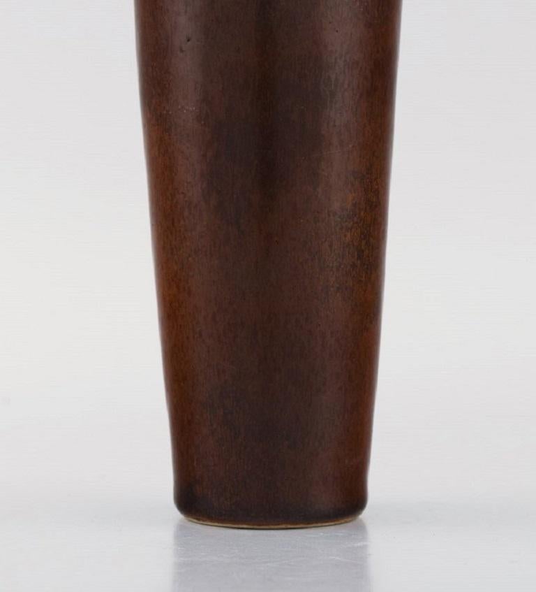 Mid-20th Century Rörstrand Vase in Glazed Ceramics, Beautiful Glaze in Brown Shades, 1960s For Sale