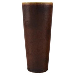 Rrstrand-Vase aus glasierter Keramik, schöne Glasur in braunen Schirmen, 1960er Jahre
