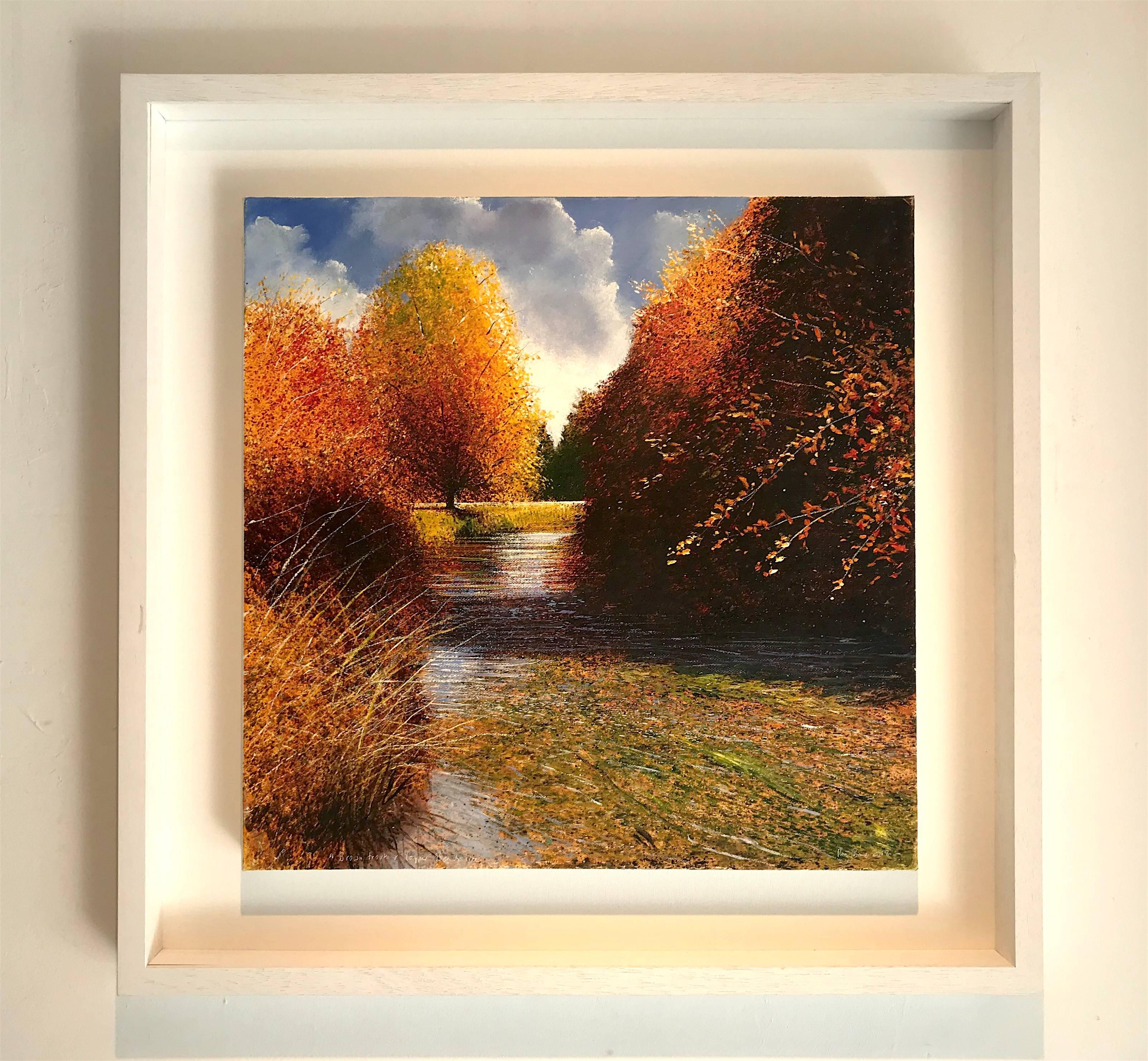 Autumn on the River  original landscape painting - Painting by Rory J. Browne