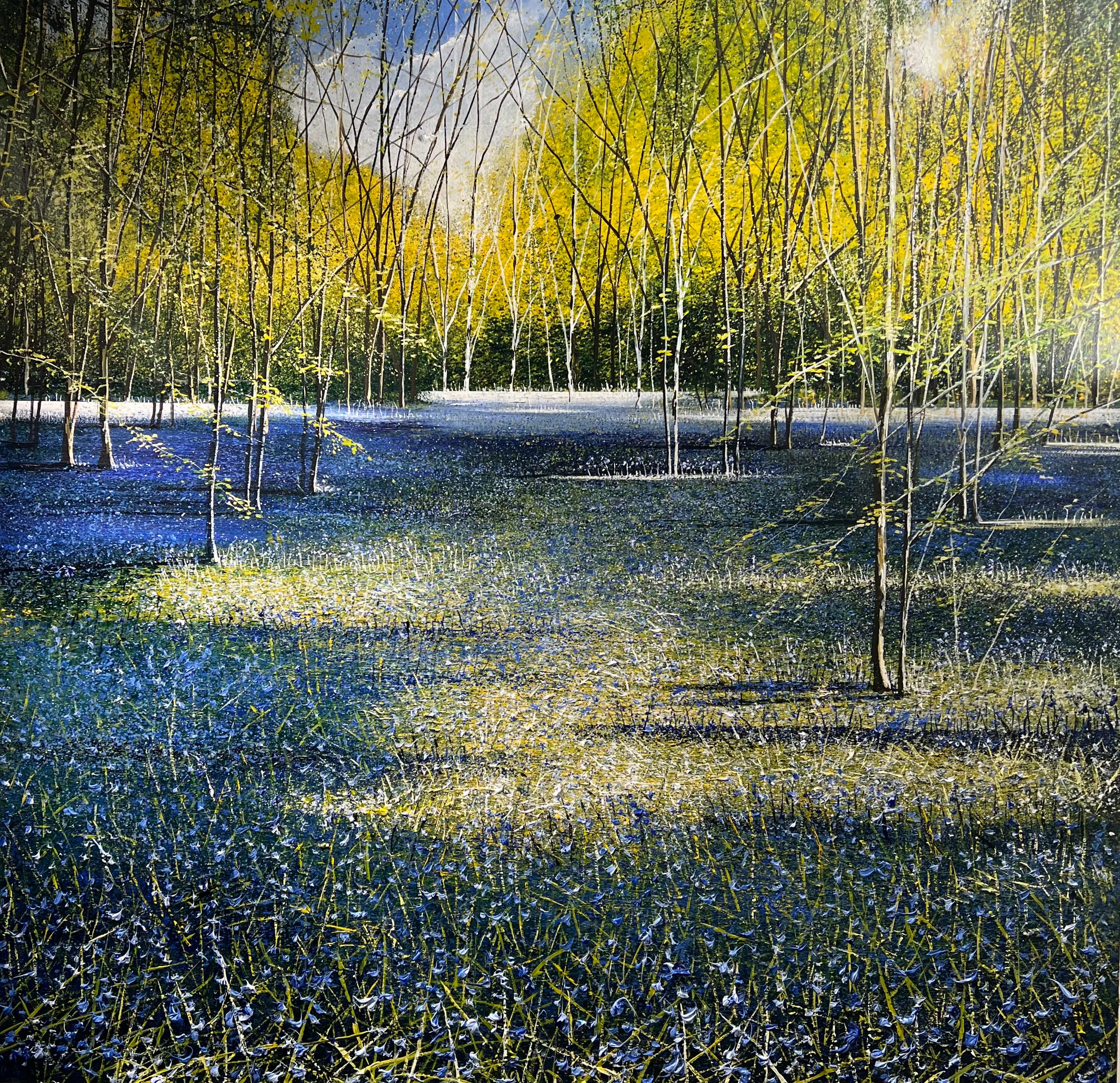 Bluebell Bliss -landscape oil painting, original British contemporary artwork 