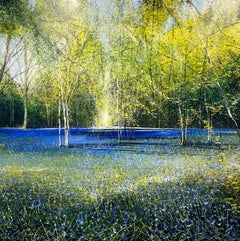Bluebell Forest - Englisches Landschafts-Blumengemälde in Waldform