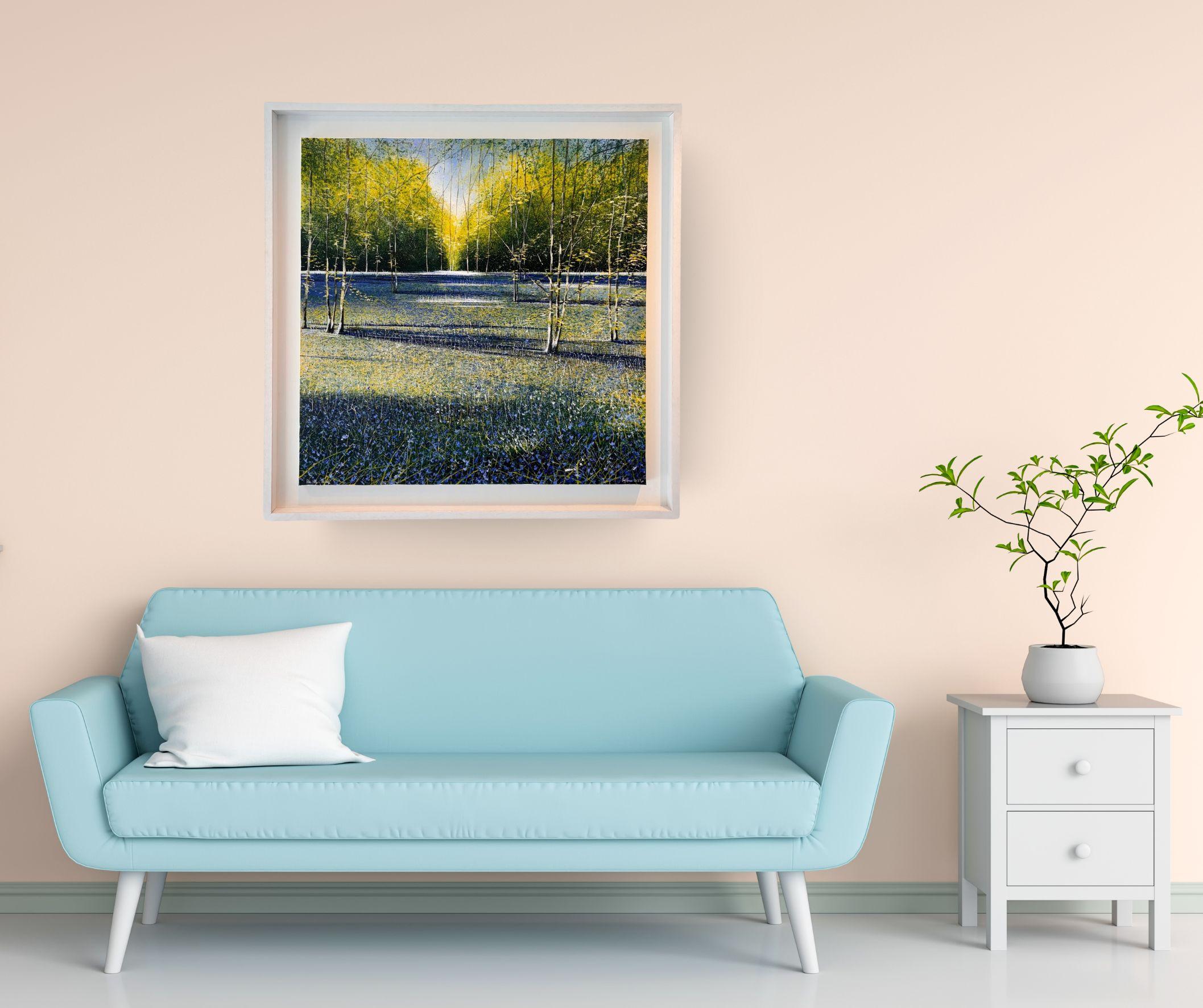 Bluebell Morning - original floral landscape oil painting - contemporary ART - Painting by Rory J. Browne