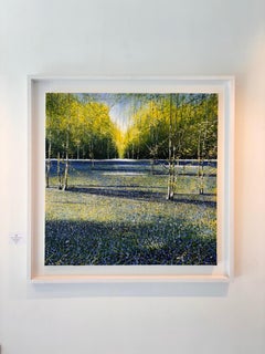 Bluebell Morning - pintura al óleo original paisaje floral - ARTE contemporáneo