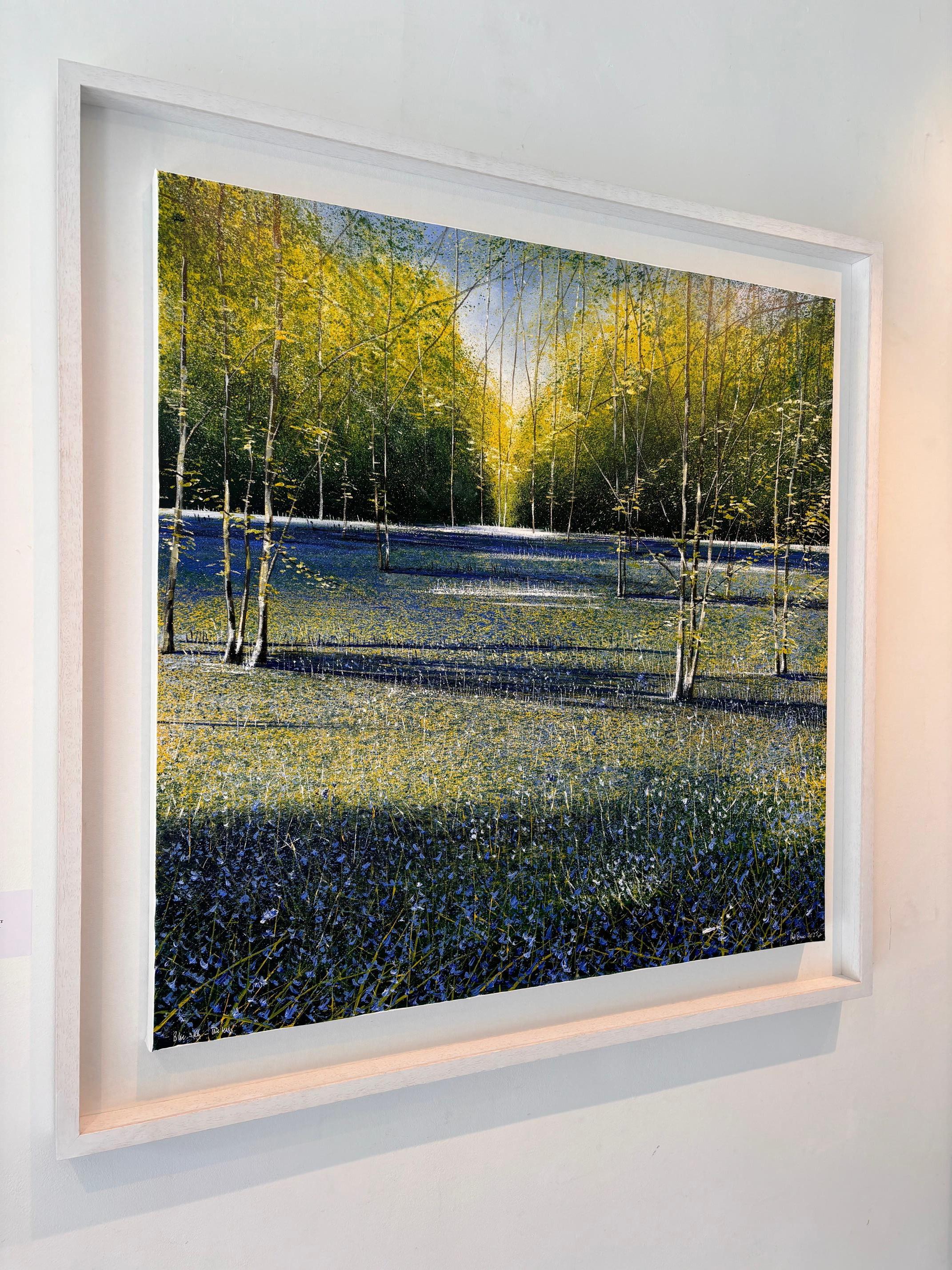 Bluebell Morning - original floral landscape oil painting - contemporary ART - Black Landscape Painting by Rory J. Browne