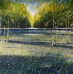 Bluebell Morning - original floral landscape oil painting - contemporary ART