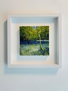 Forêt de jacinthes et arbre, peinture de paysage à l'huile sur toile, contemporaine