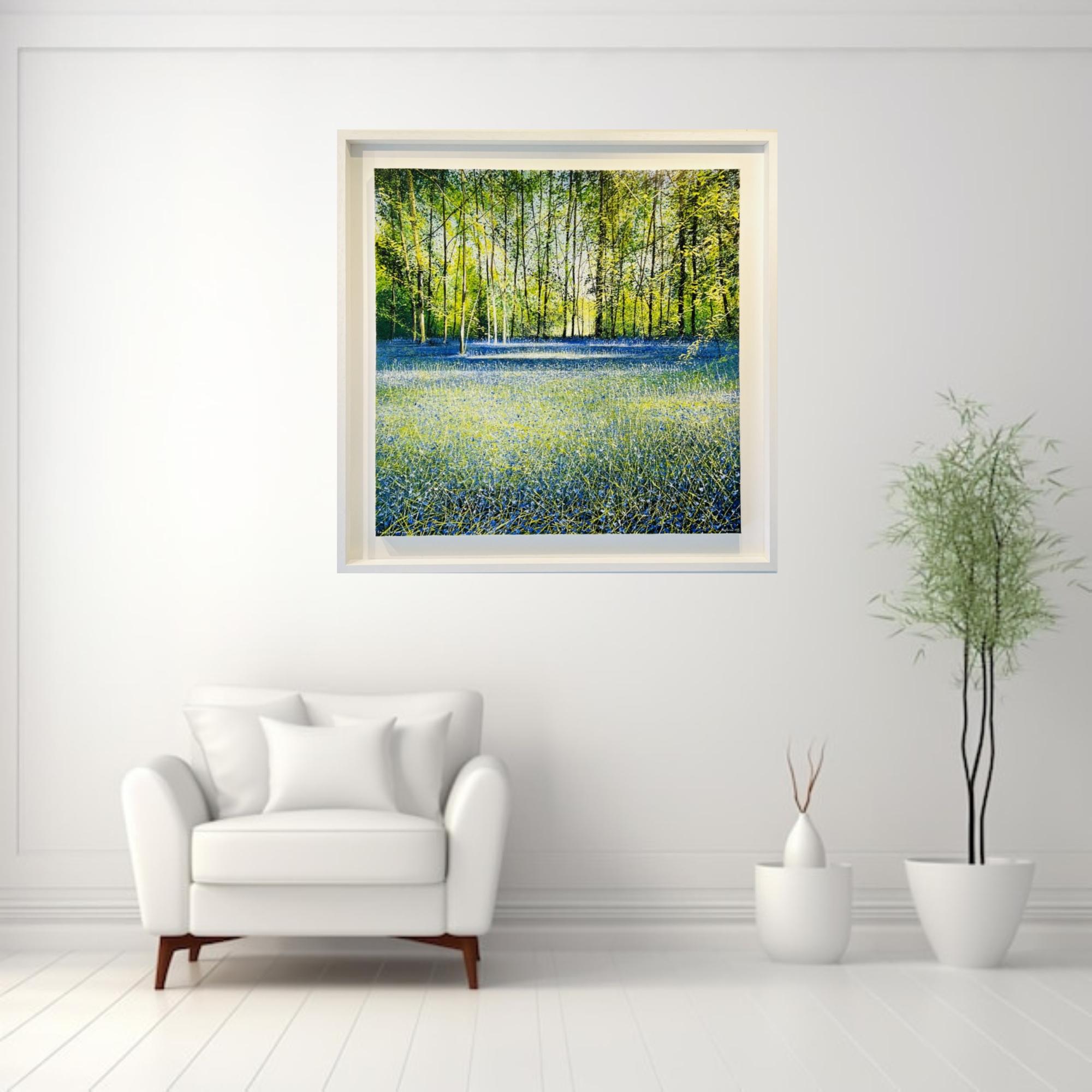 Bluebell Woods - landscape painting, original floral woodland realism For Sale 1