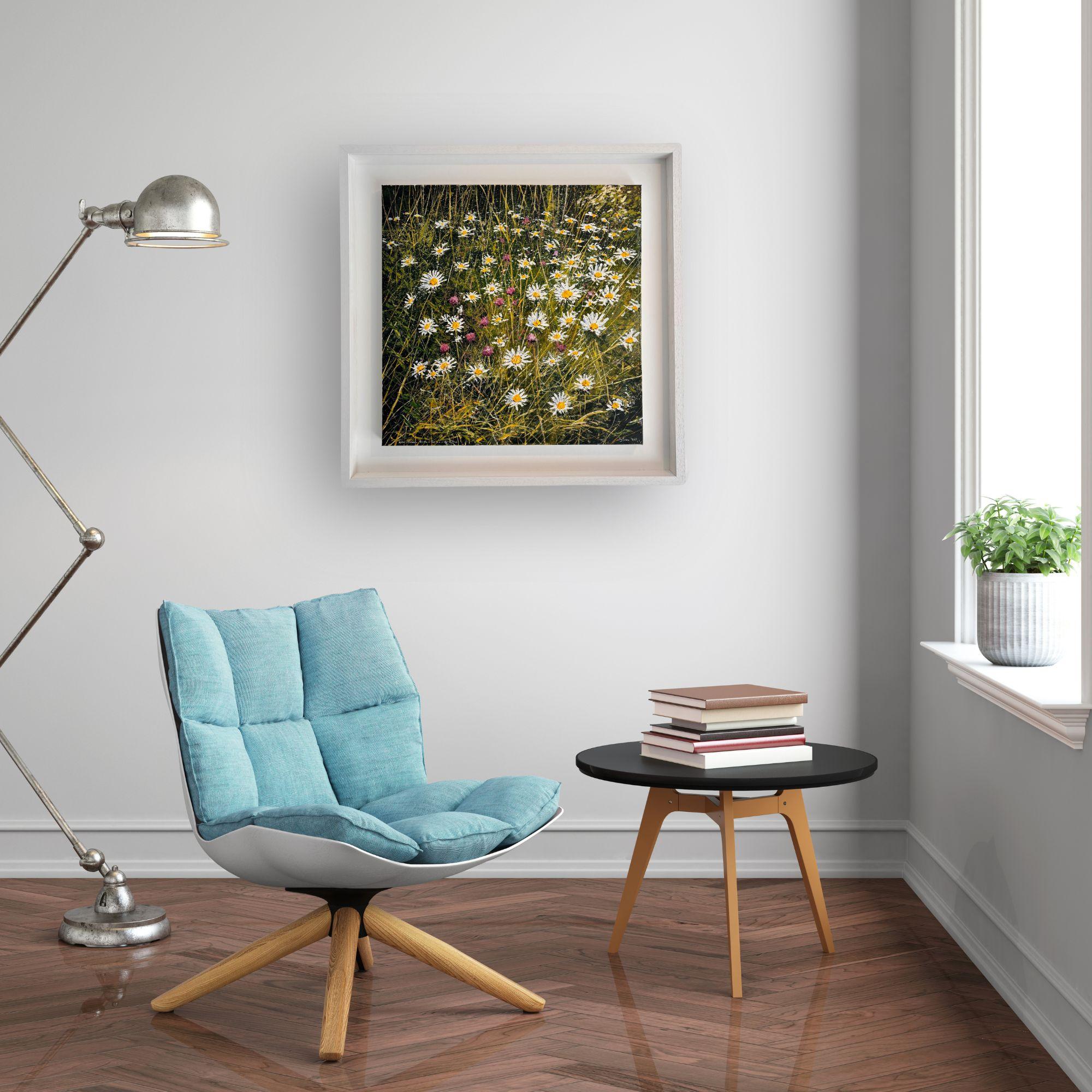 Margherite e cardi -pittura ad olio originale di paesaggio floreale- ARTE contemporanea - Painting di Rory J. Browne