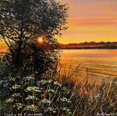 Dawn, Cow Parsley - original realism oil painting- landscape artwork