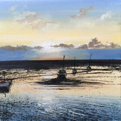 Evening Light and Boats original landscape painting contemporary modern art