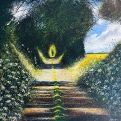 Pintura al óleo «Glorious Summer Path», paisaje impresionista, 110 cm
