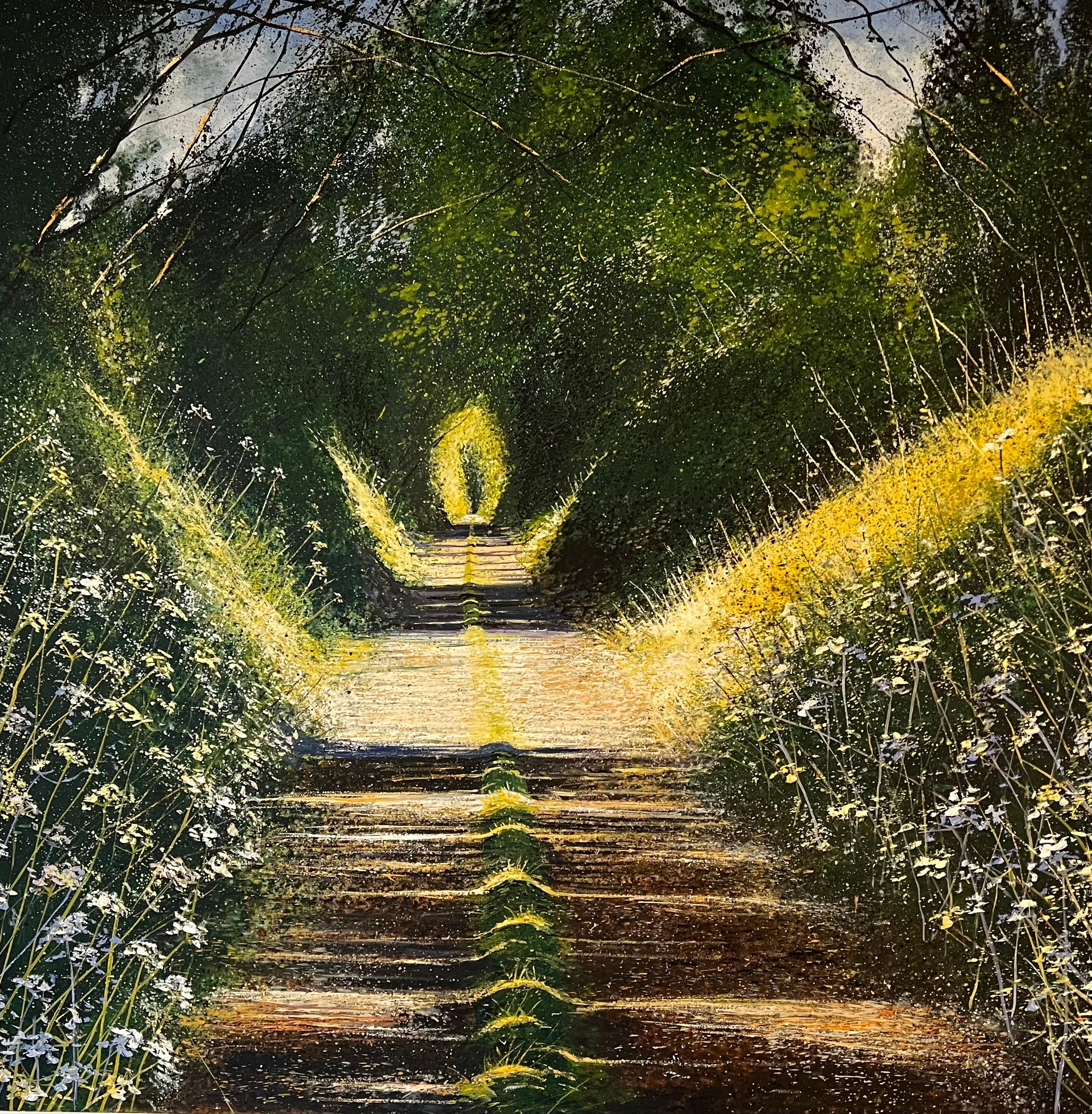 Landscape Painting Rory J. Browne - Glorious Summer Path - peinture à l'huile originale de paysage floral - ART contemporain