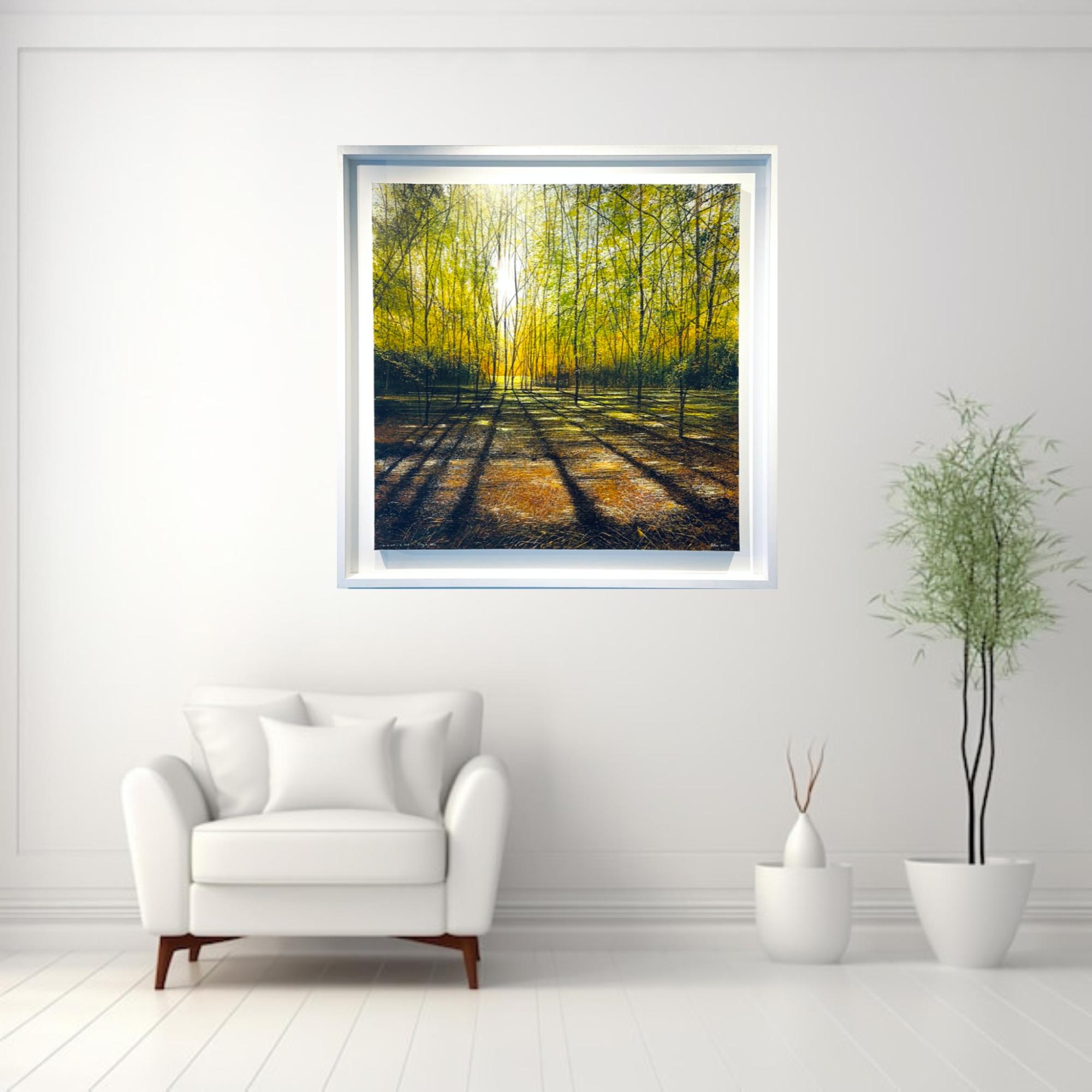 Let us walk in the light - landscape painting British Sunny woodland realism For Sale 1