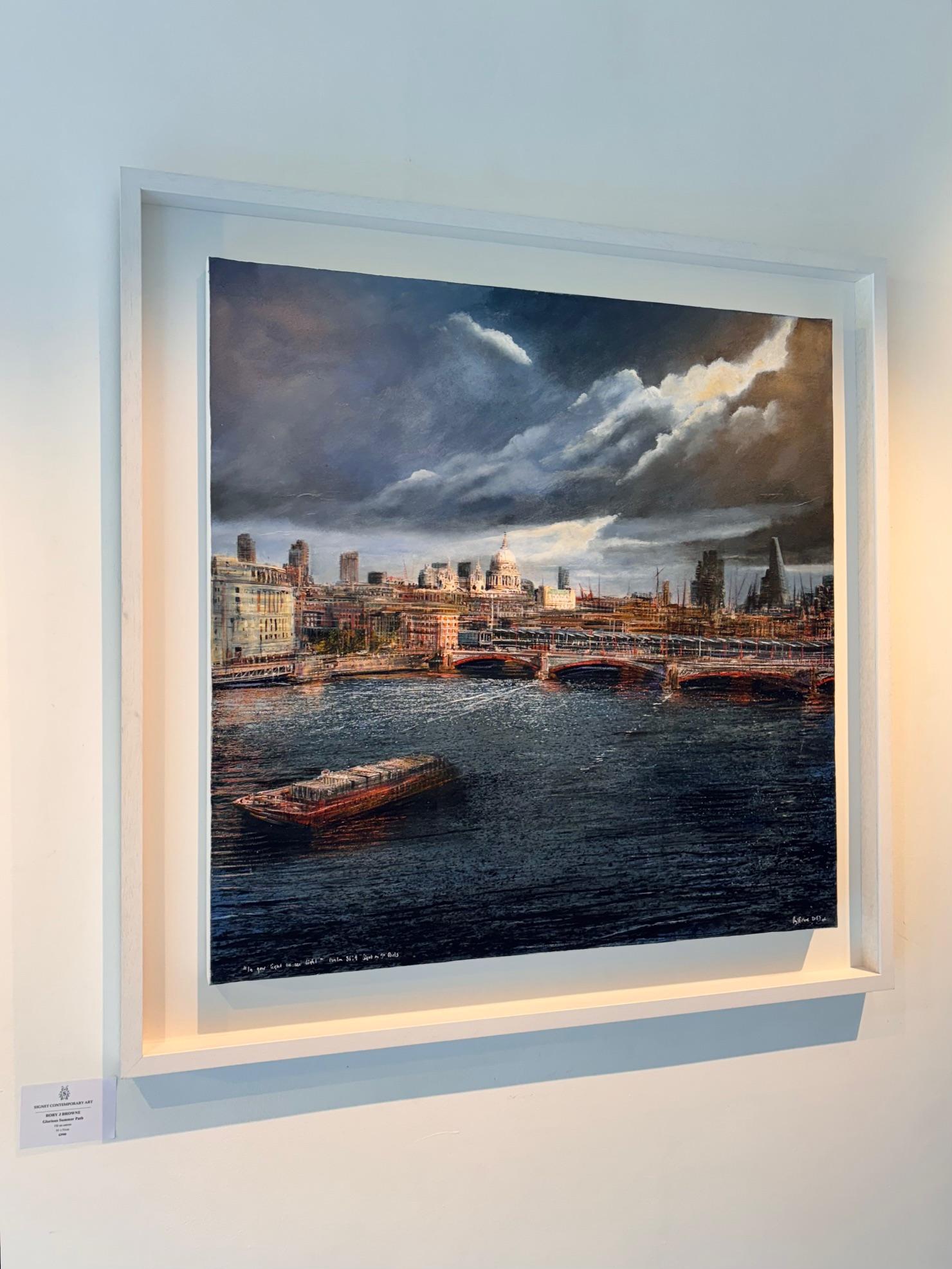 Licht von St. Pauls - originales Stadtbild Ölgemälde - zeitgenössisches Kunstwerk (Schwarz), Landscape Painting, von Rory J. Browne