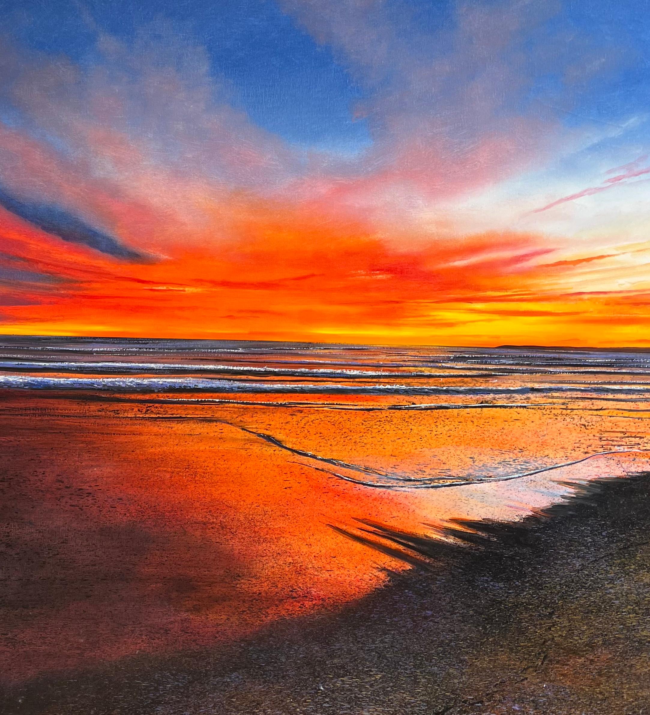 Lichter der Abenddämmerung - Original Meereslandschaft Ölgemälde  Zeitgenössisches Landschaftskunstwerk – Art von Rory J. Browne
