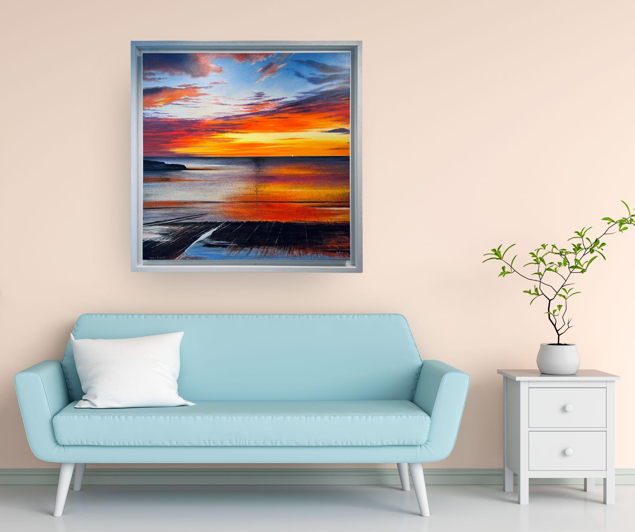 Orange Dawn - Original Meereslandschaft Ölgemälde-  Zeitgenössisches Landschaftskunstwerk im Angebot 1