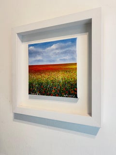 Coquelicots et bleu - peinture à l'huile réaliste - paysage contemporain
