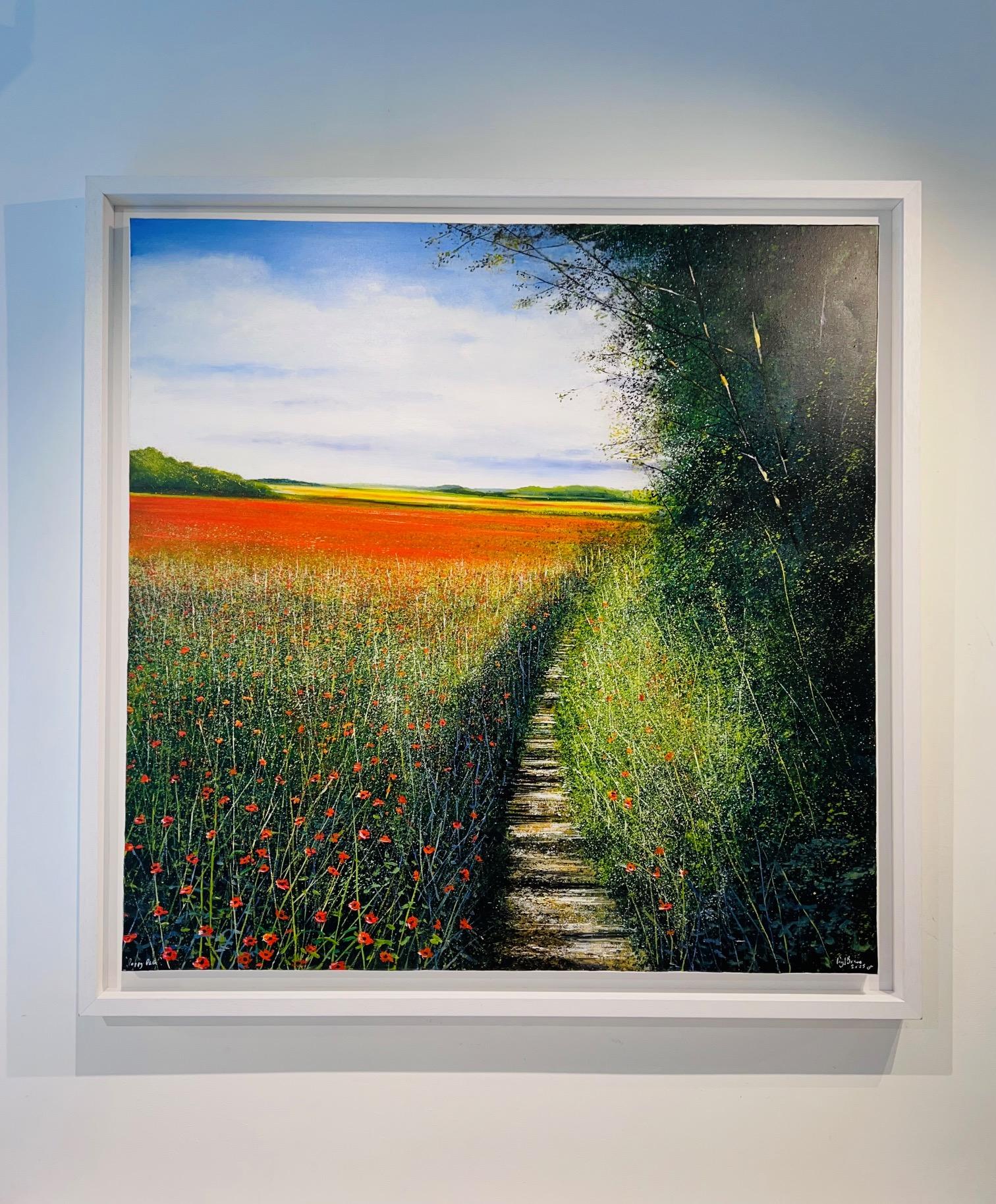 Poppy Path - Original Realismus zeitgenössische Landschaft Kunst zu verkaufen - Ölgemälde – Painting von Rory J. Browne