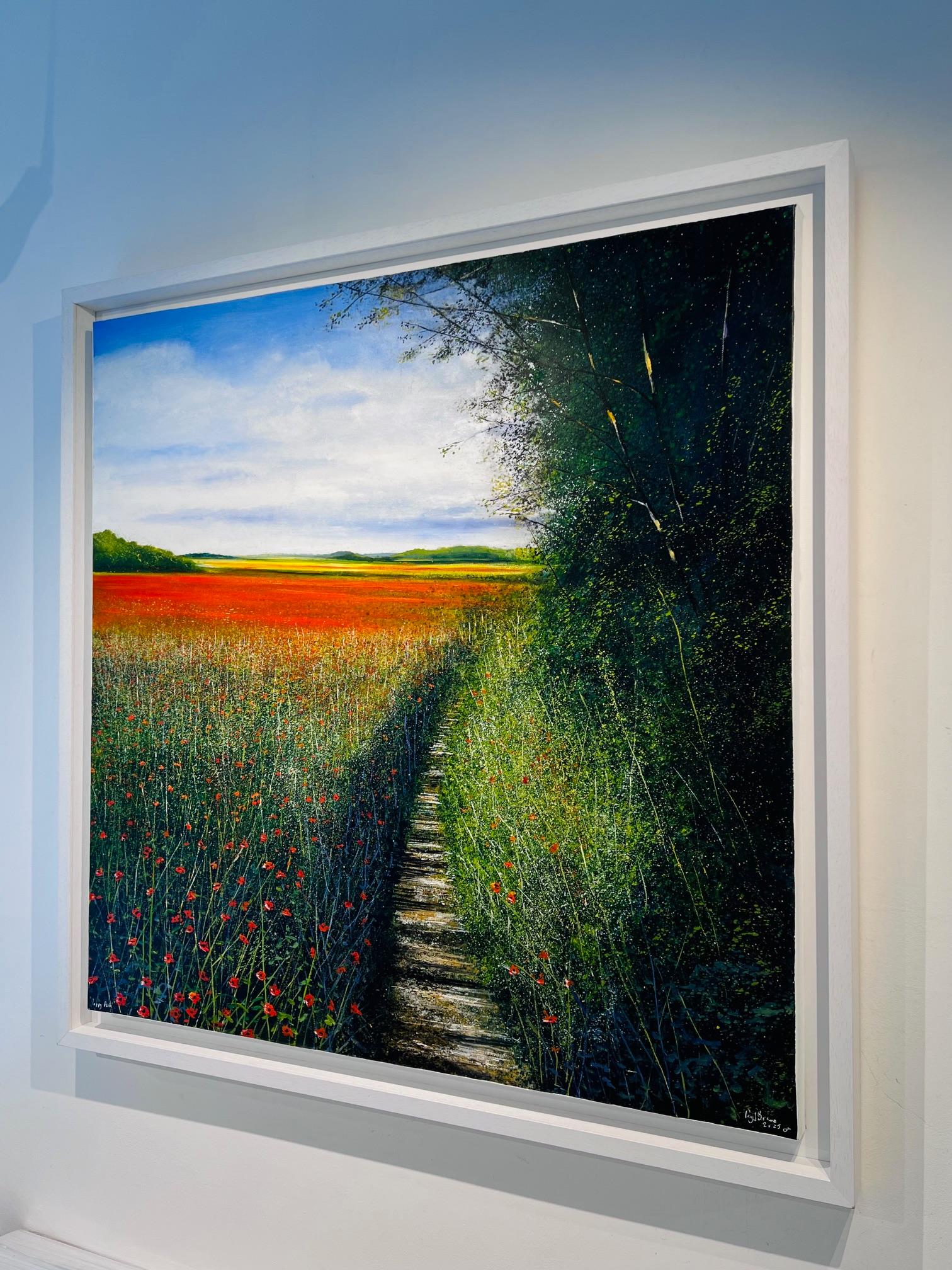 Poppy Path - Original Realismus zeitgenössische Landschaft Kunst zu verkaufen - Ölgemälde (Schwarz), Landscape Painting, von Rory J. Browne