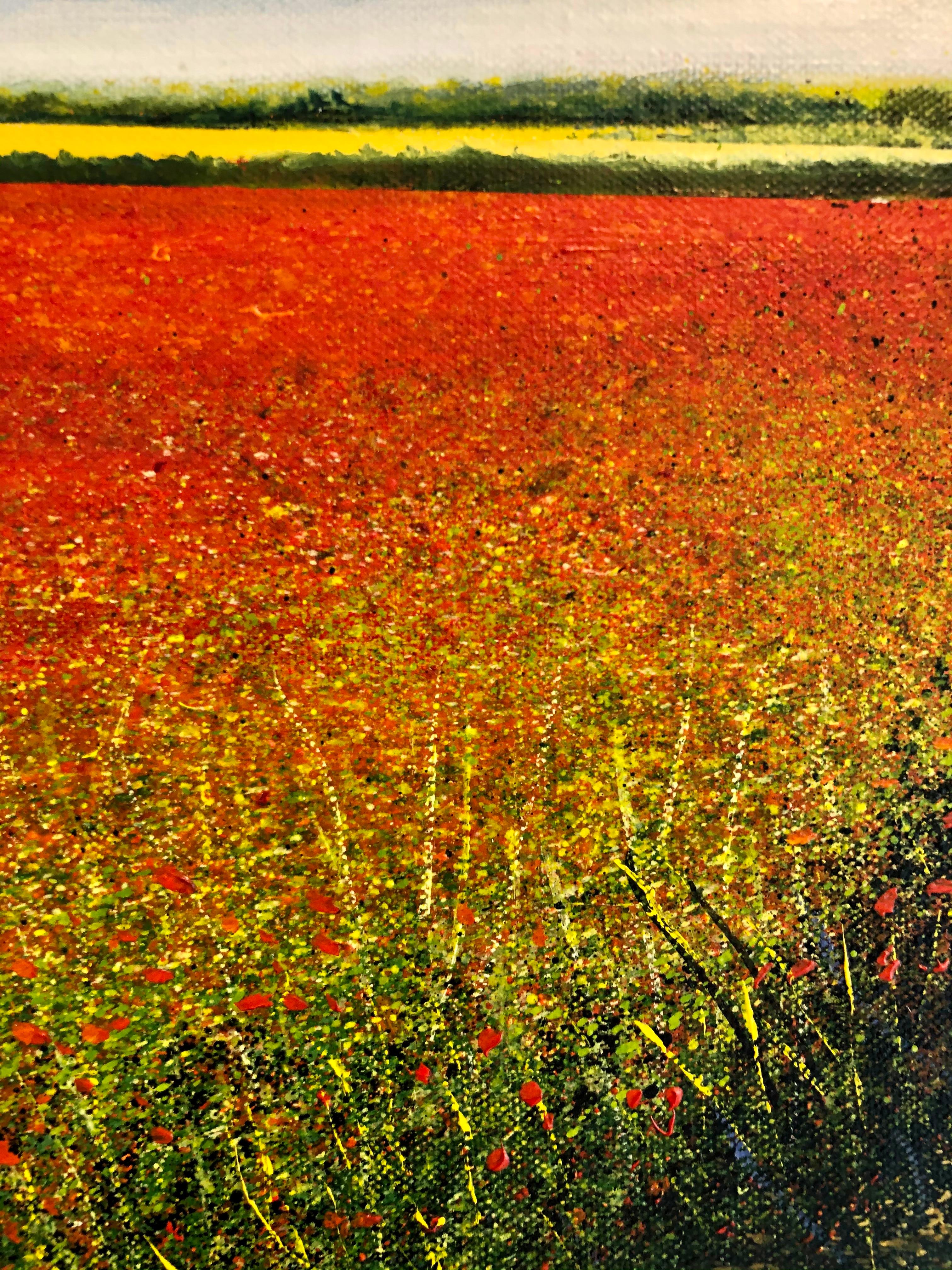 Poppy Path to the Future - original landscape painting contemporary modern art - Brown Landscape Painting by Rory J. Browne