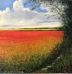 Poppy Path to the Future - original landscape painting contemporary modern art