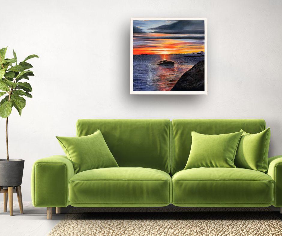 Roca y Luz Vespertina-Pintura al óleo original de paisaje floral-ARTE contemporáneo - Art Realista de Rory J. Browne