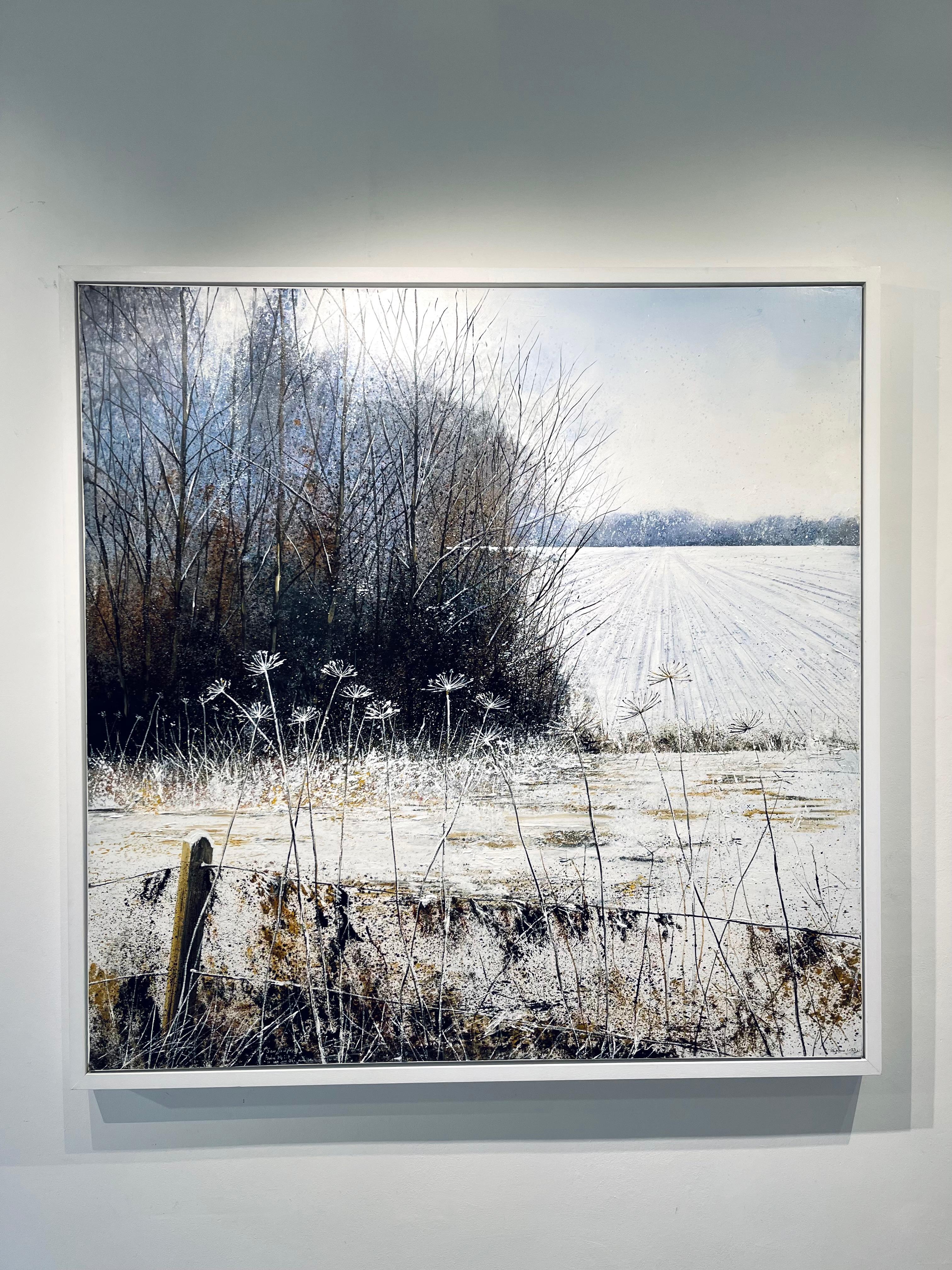 Snow Days -winter landscape oil painting, original British contemporary artwork  - Painting by Rory J. Browne