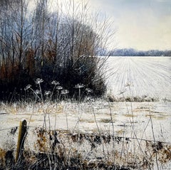 Snow Days -winter landscape oil painting, original British contemporary artwork 