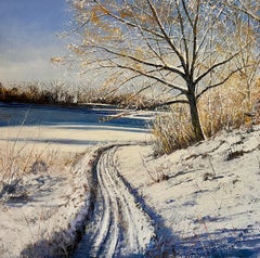 Snow Track – original realism contemporary landscape art for sale -oil painting