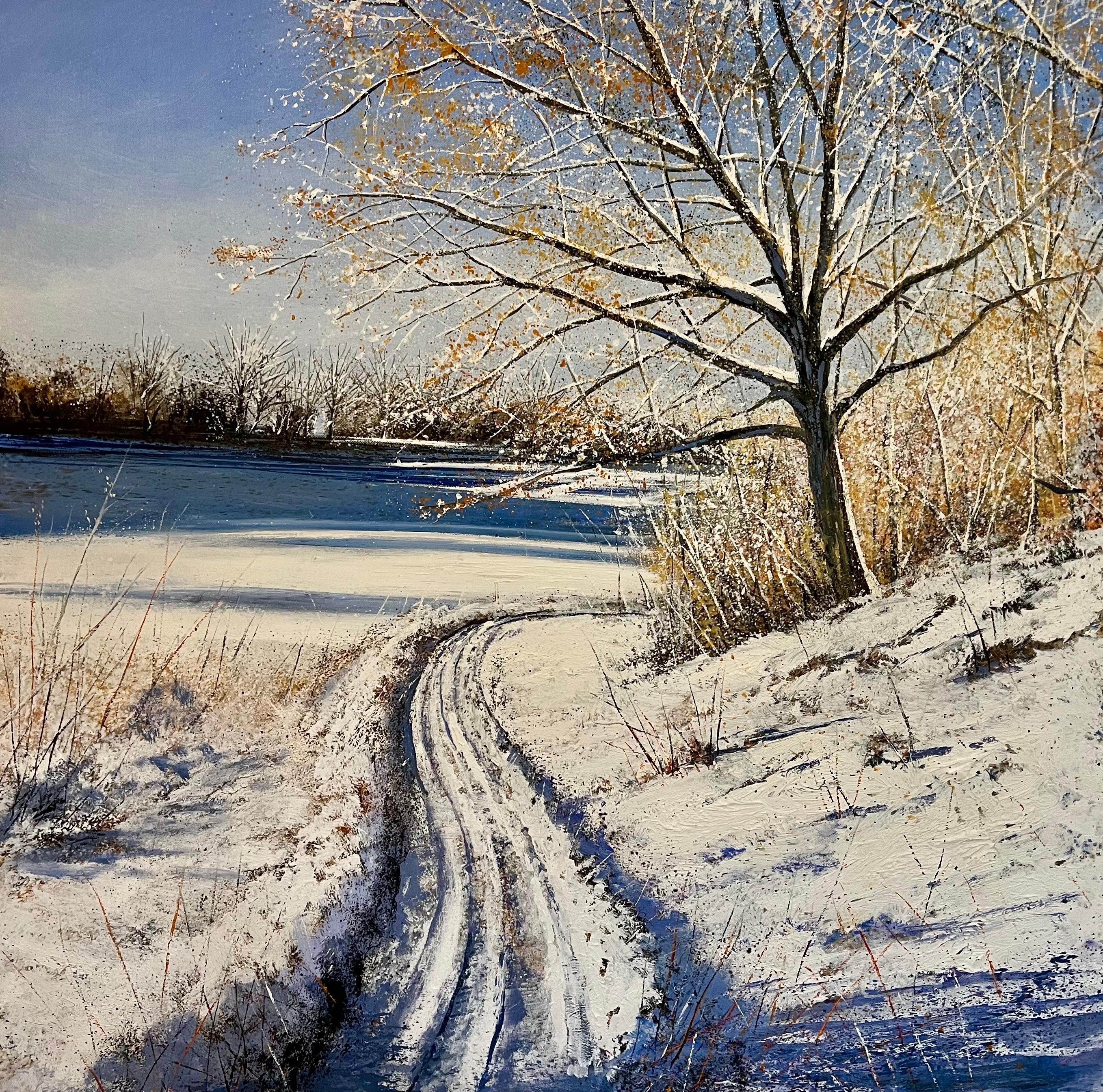 Rory J. Browne - Snow, Tree and Tracks-original realism landscape oil ...