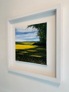 Pintura al óleo de South Downs, paisaje impresionista, 40 x 40 cm, firmada