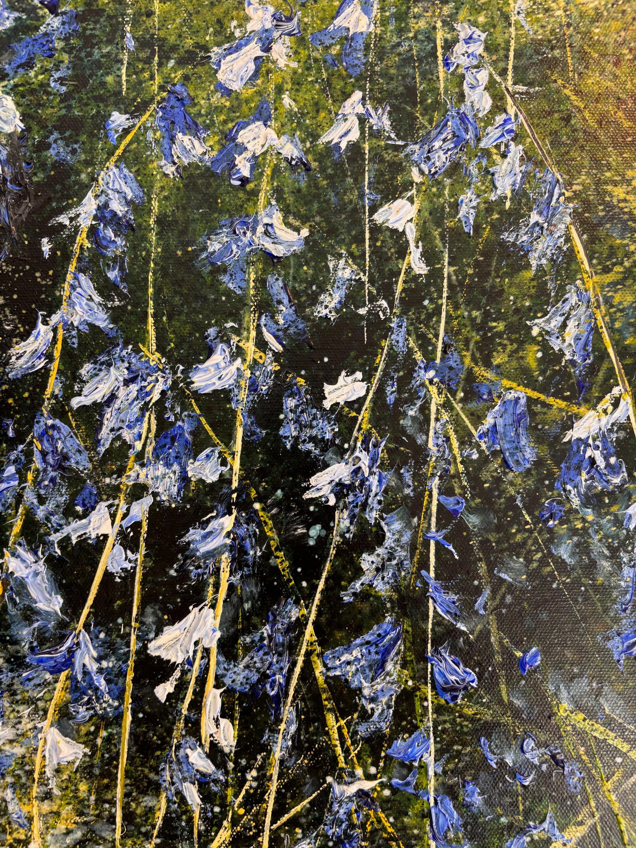 Frühling Bluebells -Original floral Landschaft Ölgemälde-Zeitgenössische ART (Schwarz), Landscape Painting, von Rory J. Browne