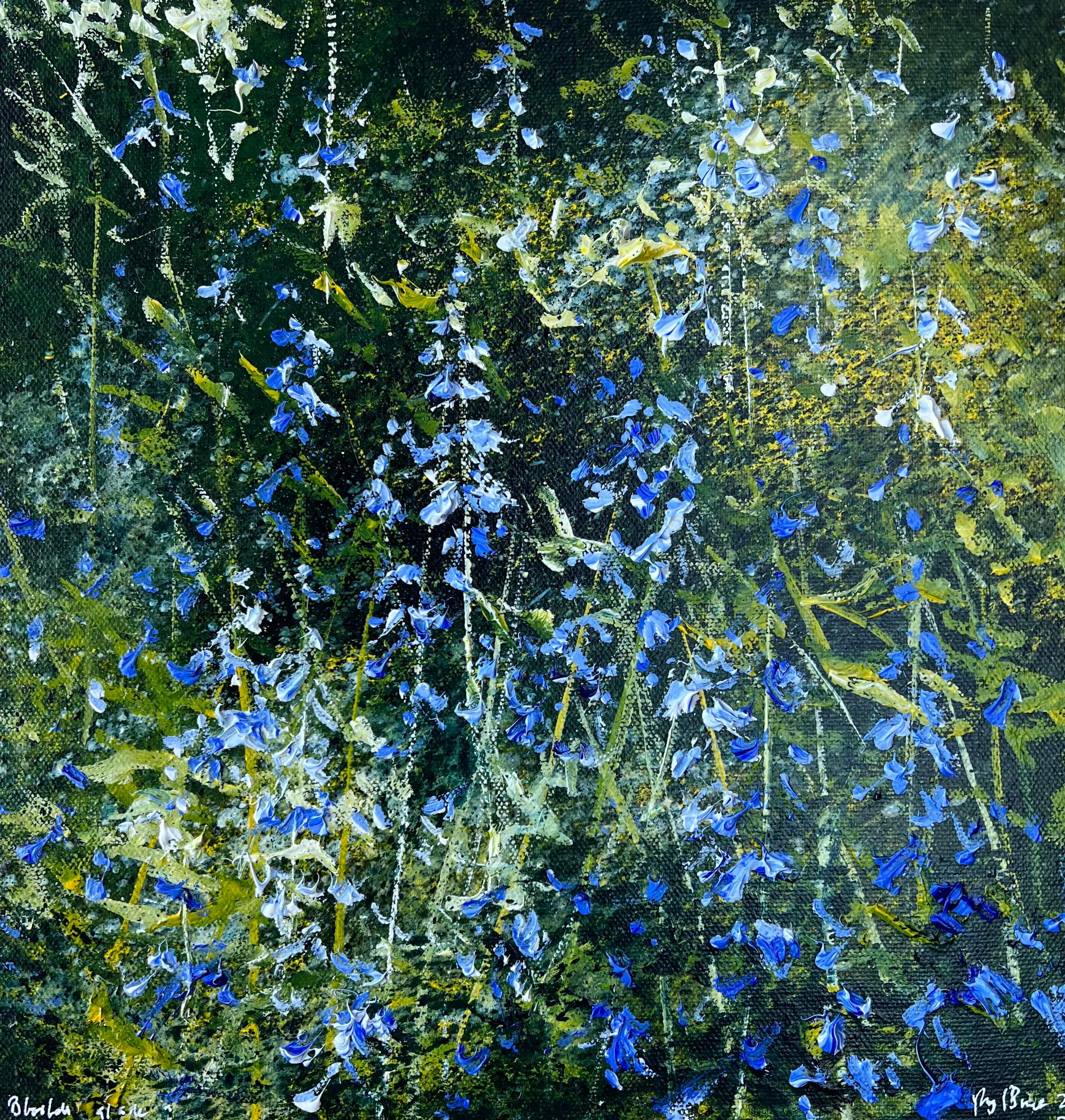 Bluebells printanières - peinture à l'huile originale de paysage floral-ART contemporain