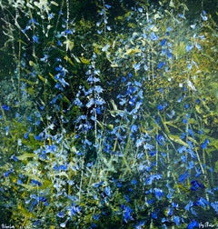 Spring Bluebells -original floral landscape oil painting-contemporary ART